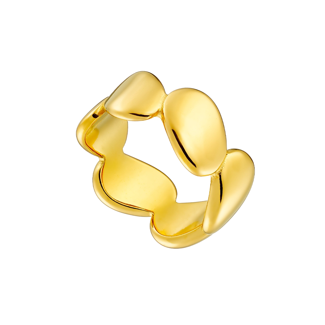 Δαχτυλίδι γυναικείο από ανοξείδωτο ατσάλι επιχρυσωμένο με ιδιαίτερο σχήμα