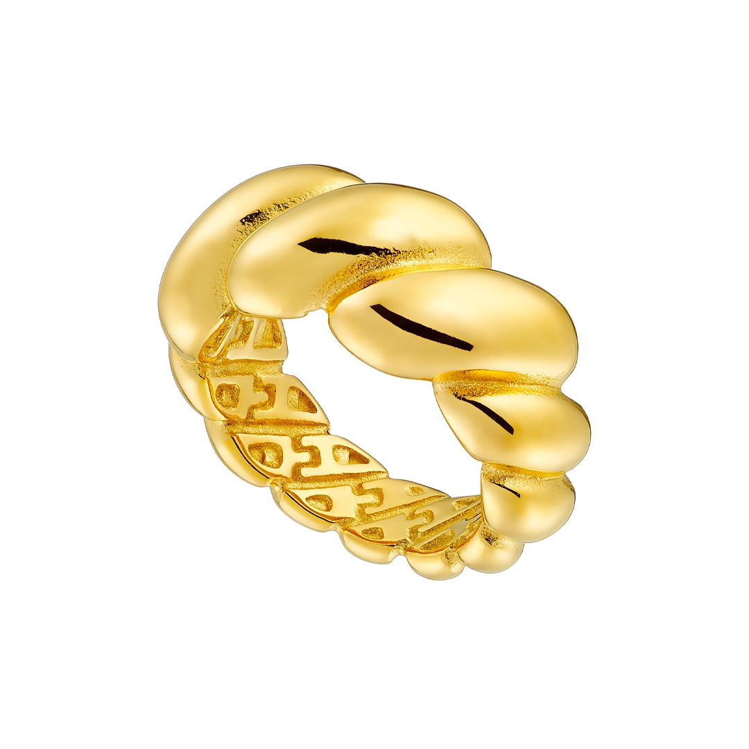 Oxzen γυναικείο δαχτυλίδι από ανοξείδωτο ατσάλι Croissant 10mm επιχρυσωμένο
