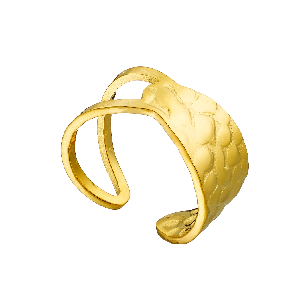 Oxzen γυναικείο δαχτυλίδι από ανοξείδωτο ατσάλι επιχρυσωμένο σφυρήλατο