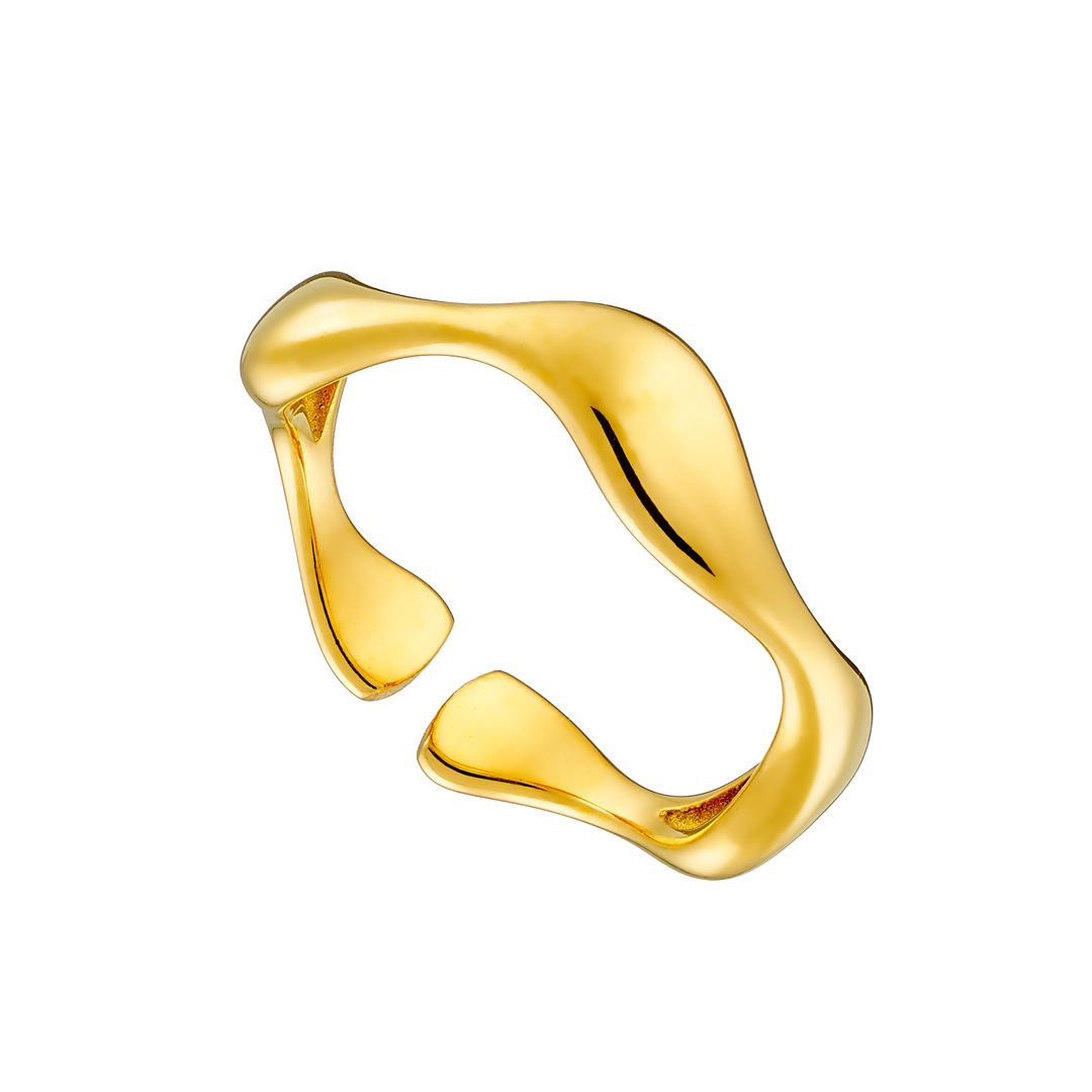 Oxzen γυναικείο δαχτυλίδι από ανοξείδωτο ατσάλι επιχρυσωμένη βέρα κυματιστή