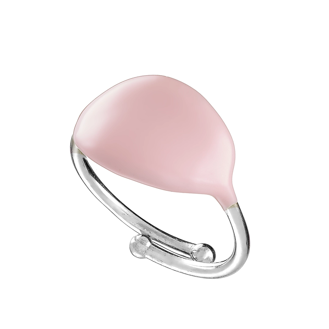 Oxzen δαχτυλίδι ασημένιο επιπλατινωμένο με θερμό σμάλτο σε ροζ απόχρωση free size