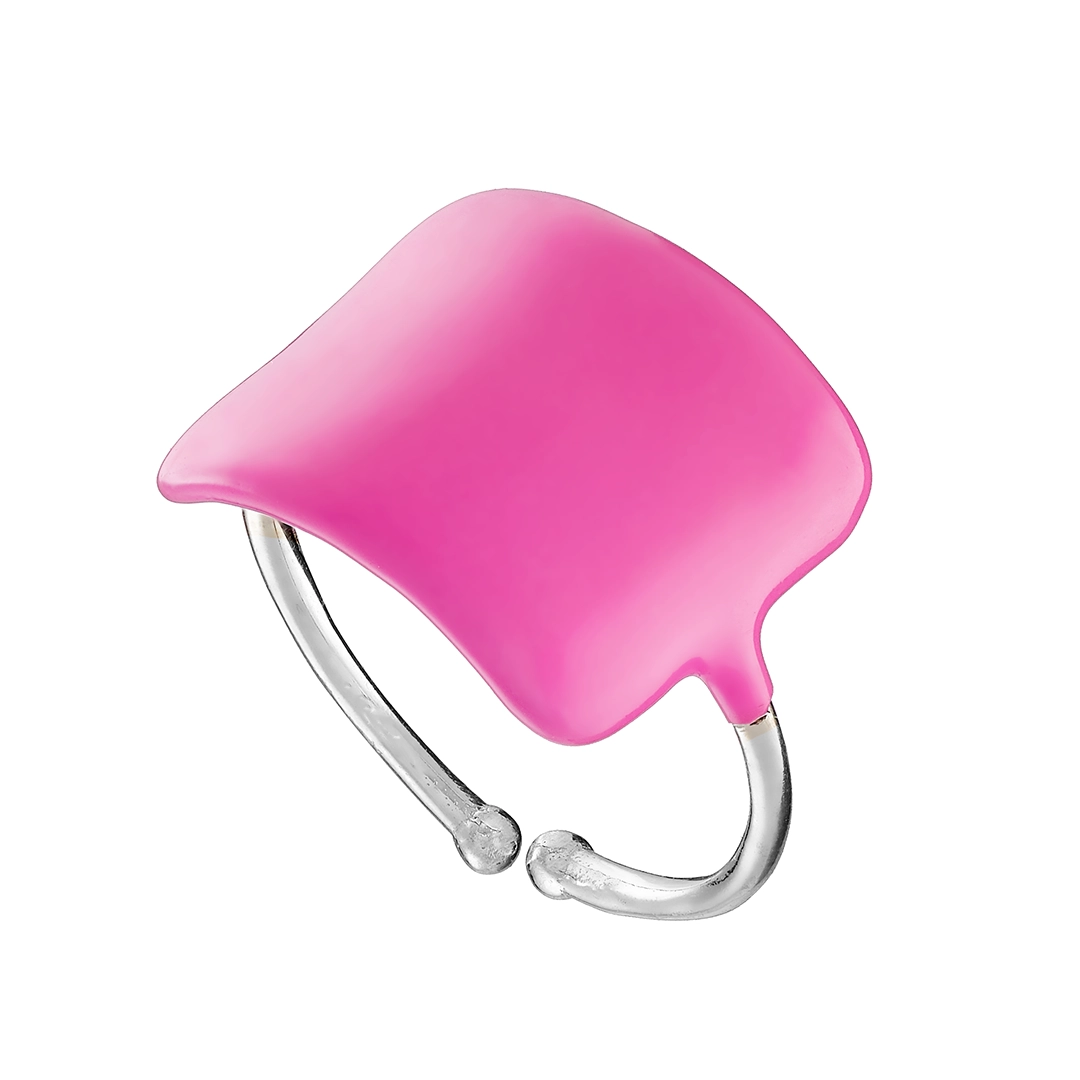 Oxzen ασημένιο δαχτυλίδι επιπλατινωμένο με θερμό σμάλτο σε φουξ απόχρωση free size