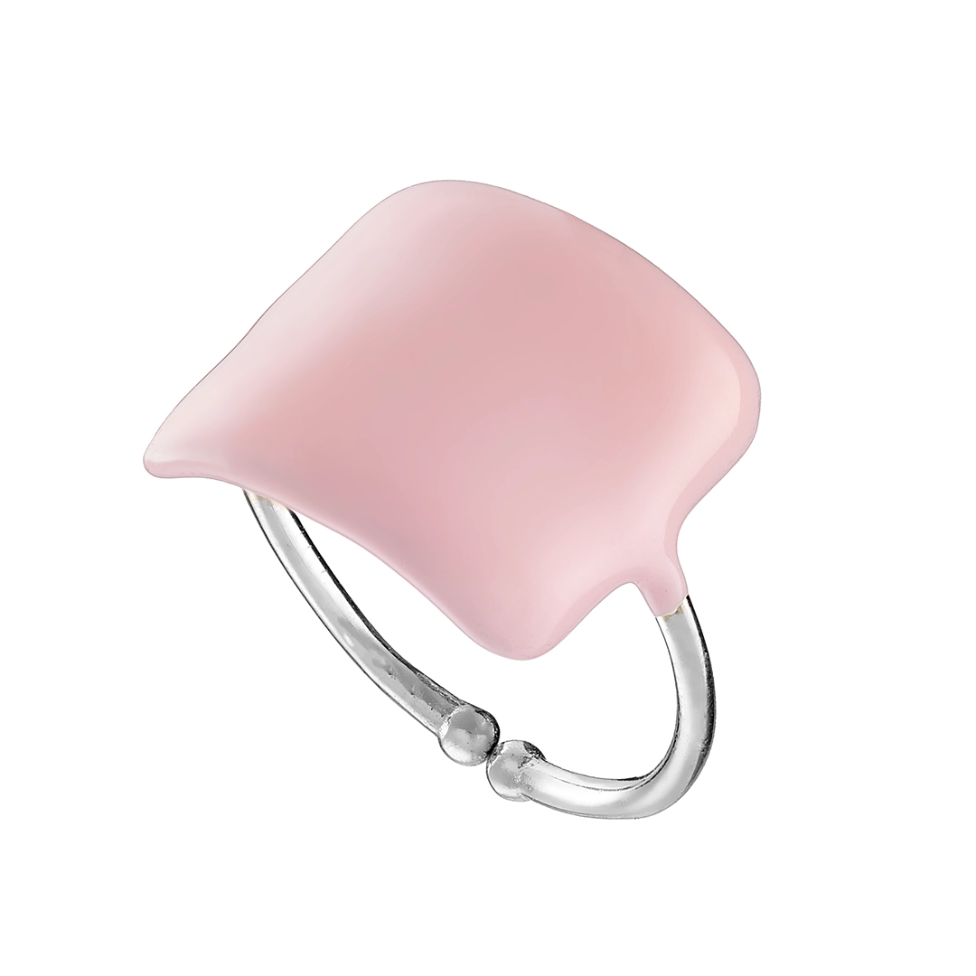 Oxzen ασημένιο δαχτυλίδι επιπλατινωμένο με θερμό σμάλτο σε ροζ απόχρωση free size
