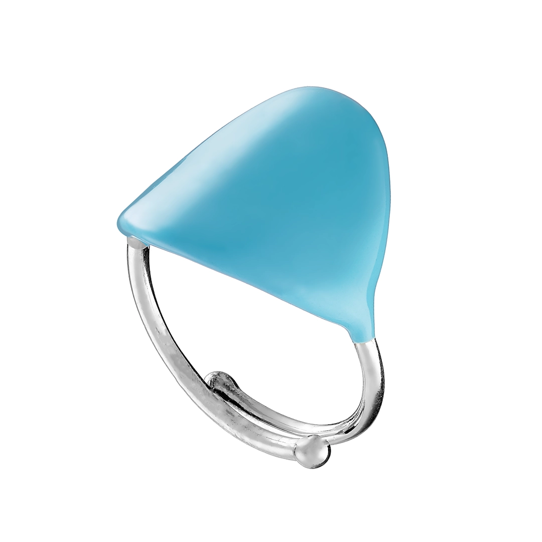 Oxzen δαχτυλίδι από ασήμι 925 επιπλατινωμένο με θερμό σμάλτο σε γαλάζια απόχρωση free size