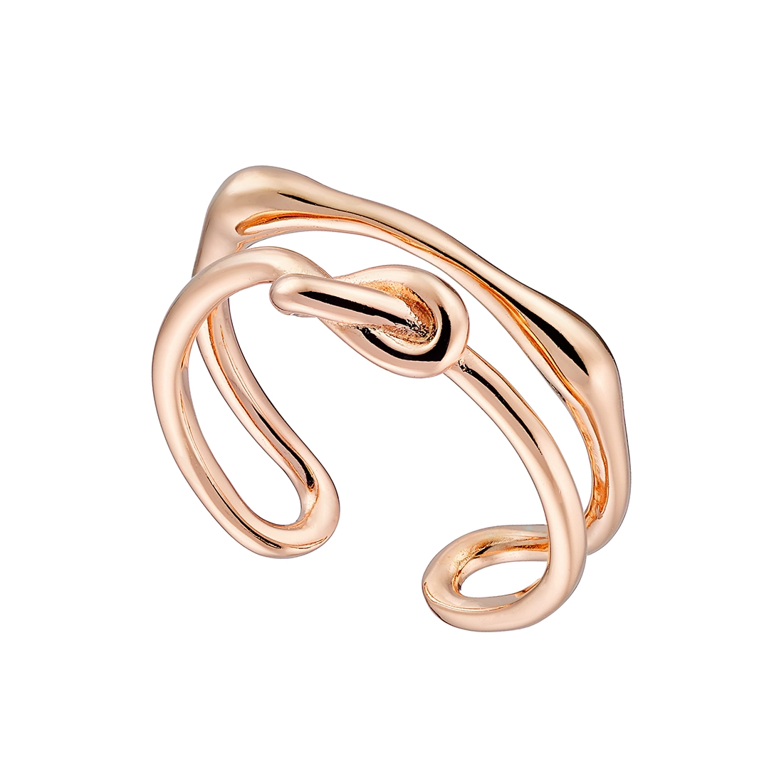 Oxzen δαχτυλίδι ασημένιο ροζ χρυσό διπλό με κόμπο