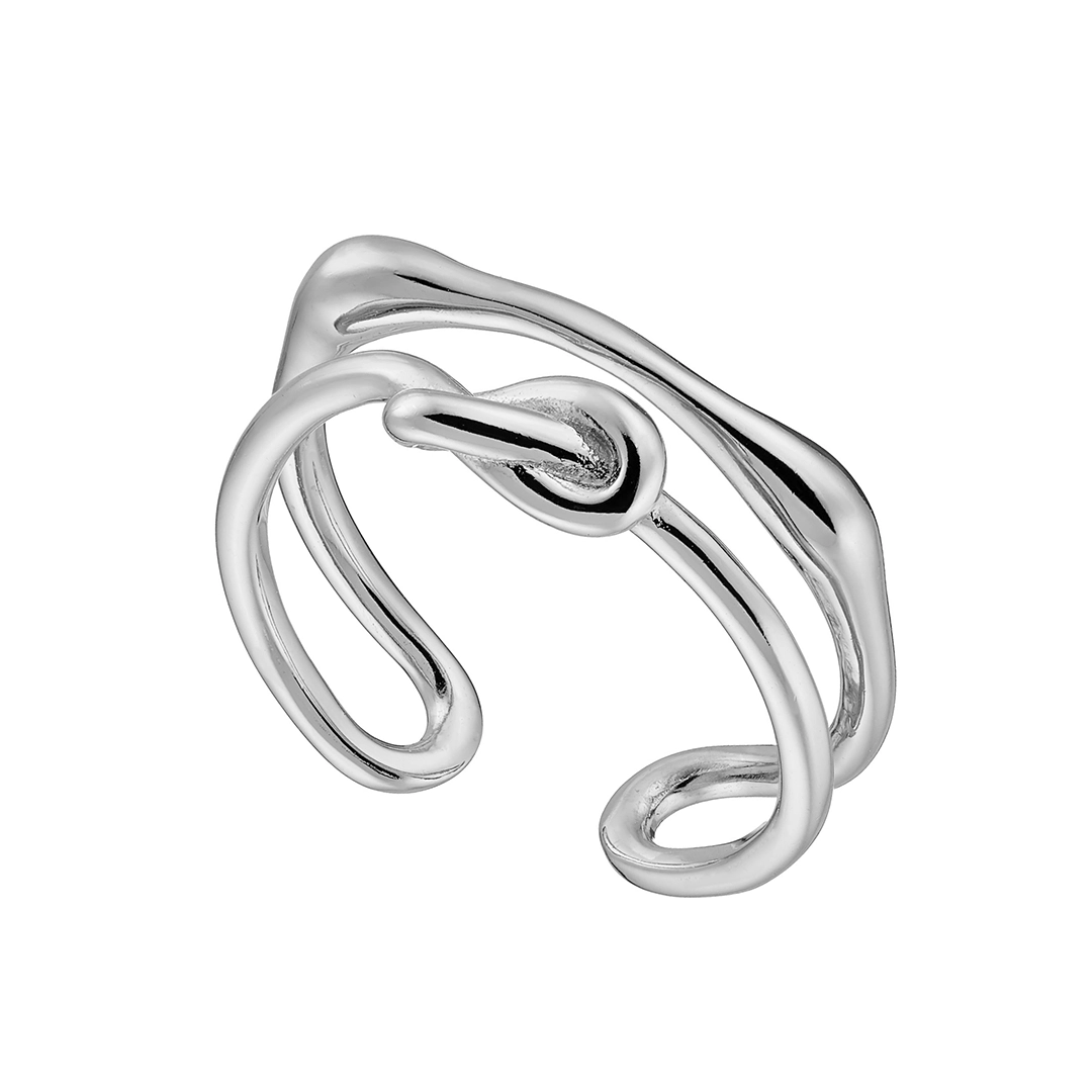 Oxzen δαχτυλίδι ασημένιο επιπλατινωμένο διπλό με κόμπο