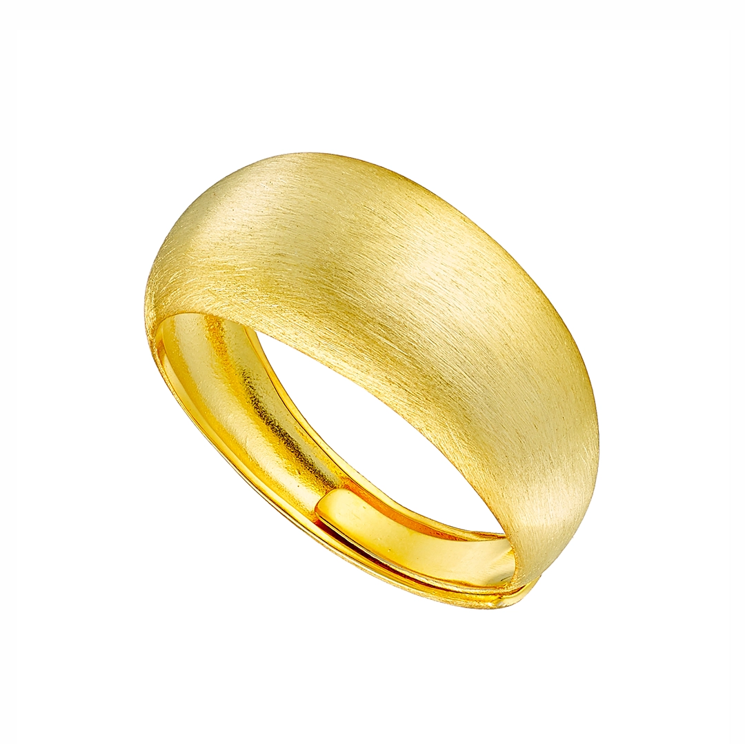 Oxzen ασημένιο δαχτυλίδι επιχρυσωμένο μπομπέ ματ free size