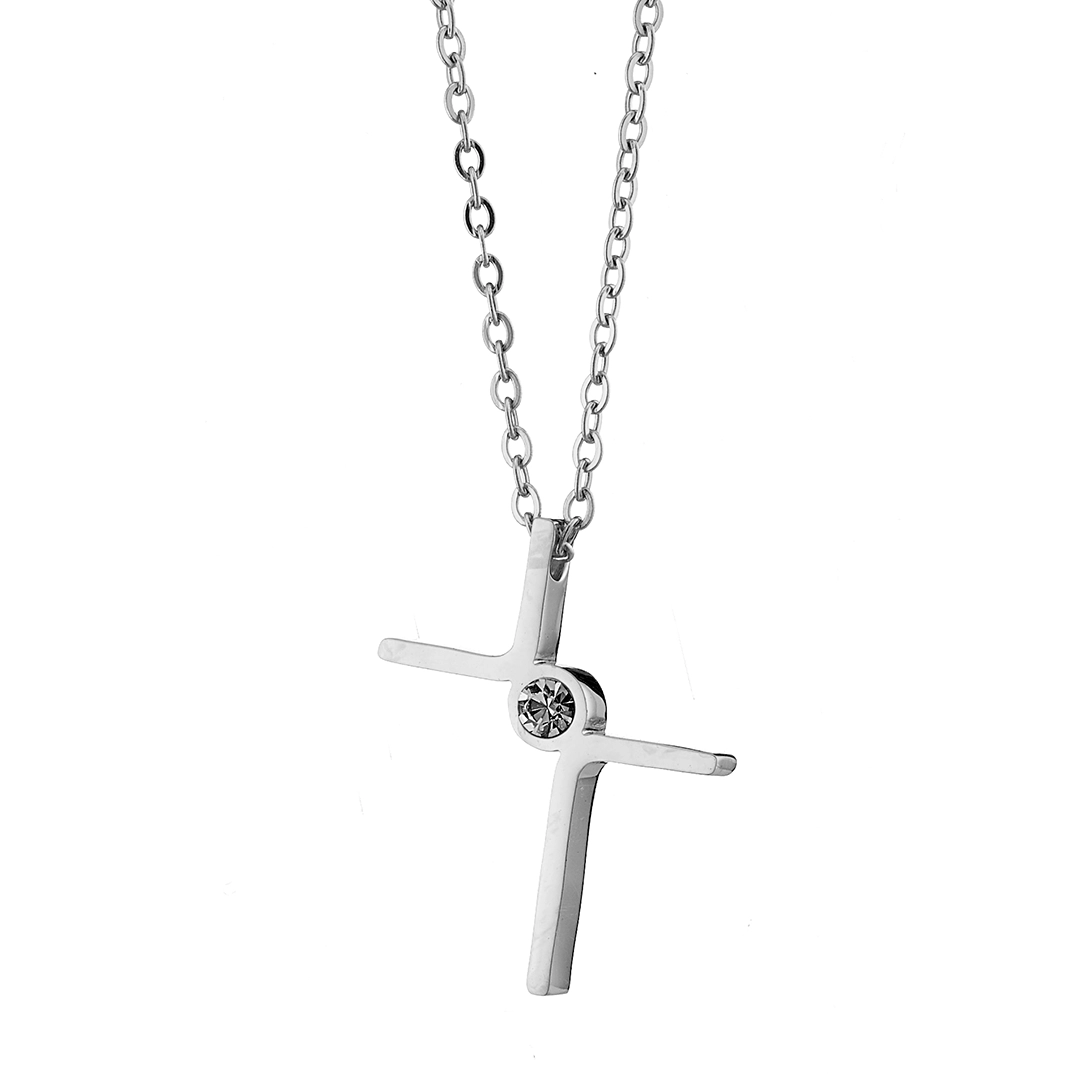 Oxzen κολιέ από ανοξείδωτο ατσάλι, σταυρός με αλυσίδα με ιδιαίτερο σχέδιο