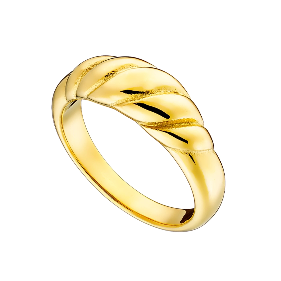 Oxzen ατσάλινο δαχτυλίδι επιχρυσωμένο Croissant 0,6cm
