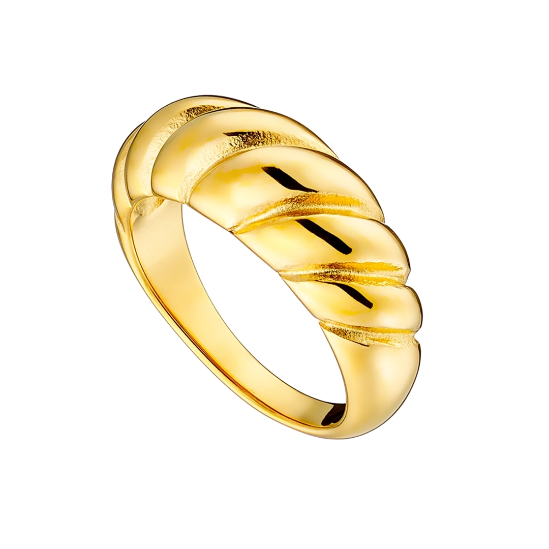 Oxzen ατσάλινο δαχτυλίδι επιχρυσωμένο Croissant 0,8cm