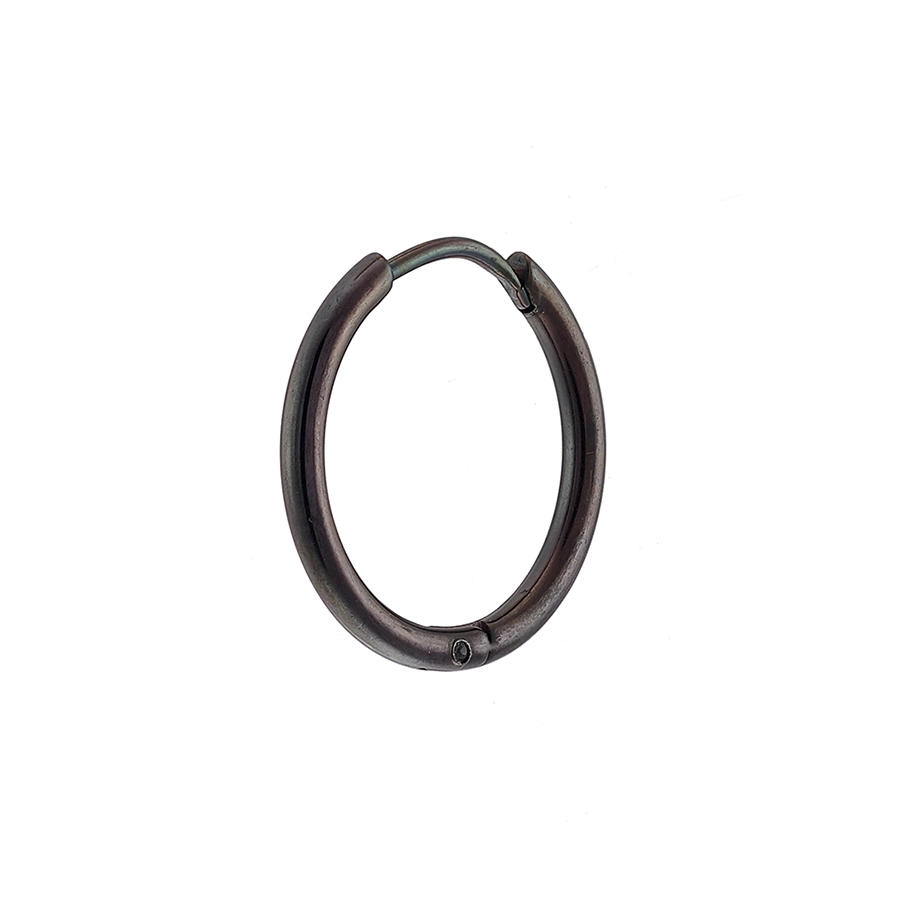 Σκουλαρίκι ανδρικό από ανοξείδωτο ατσάλι, μαύρο κρικάκι (1.6 x 10)mm
