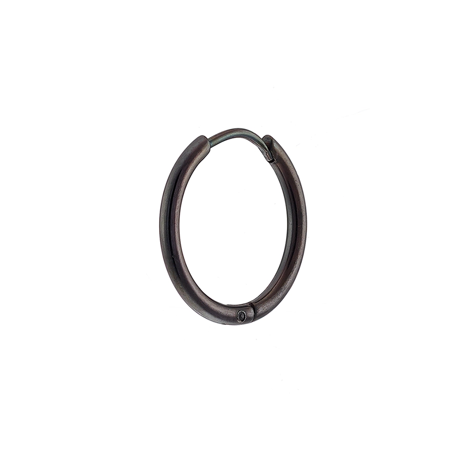 Σκουλαρίκι ανδρικό από ανοξείδωτο ατσάλι, μαύρο κρικάκι (1.6 x 12)mm