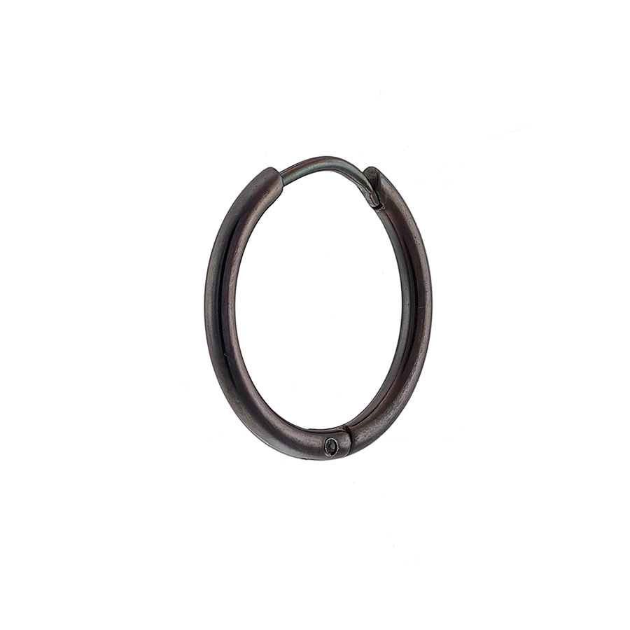 Σκουλαρίκι ανδρικό από ανοξείδωτο ατσάλι, μαύρο κρικάκι (1.6 x 14)mm