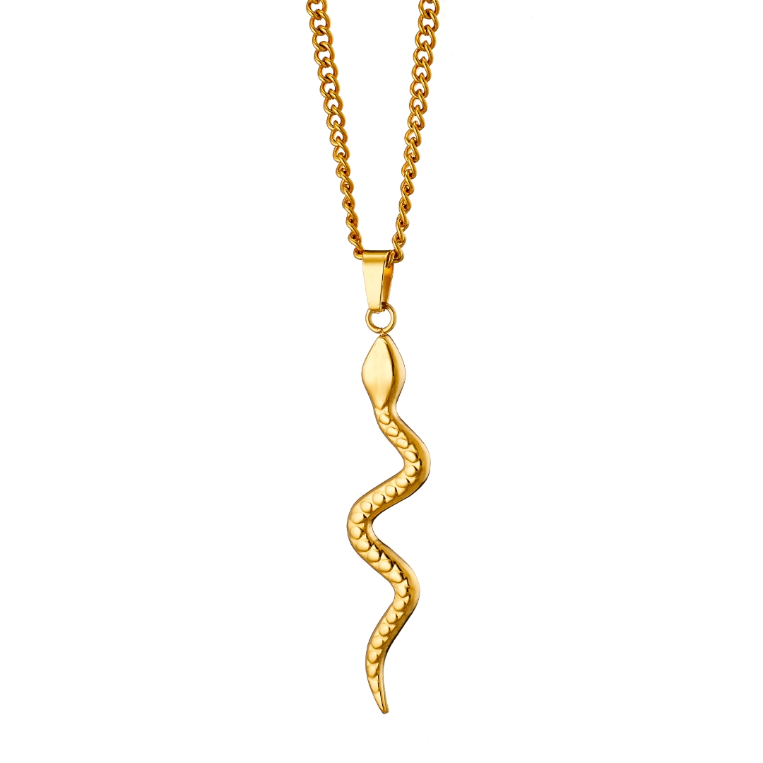 Oxzen ανδρικό κολιέ από ανοξείδωτο ατσάλι φίδι χρυσό