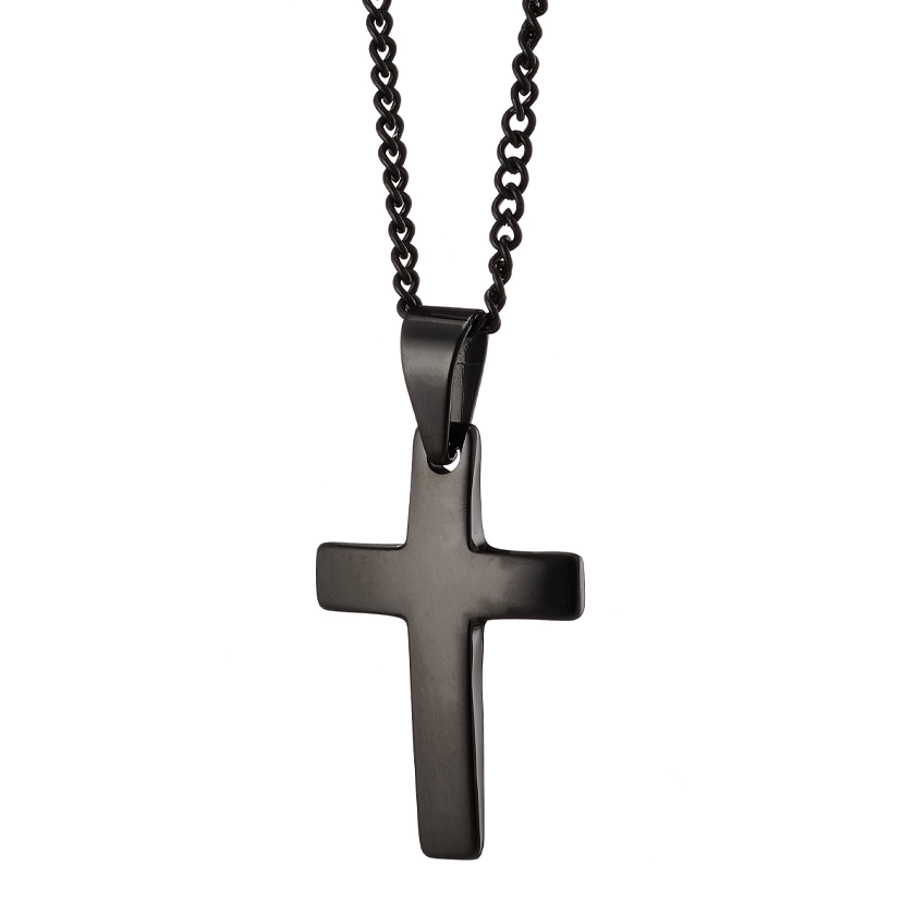 Oxzen ανδρικός σταυρός με αλυσίδα από ανοξείδωτο ατσάλι μαύρος