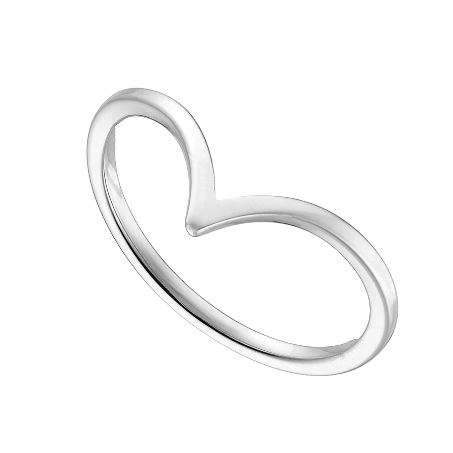 Γυναικείο δαχτυλίδι από ανοξείδωτο ατσάλι, λευκό σε σχήμα V