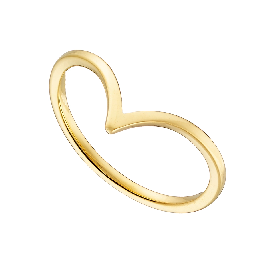 Γυναικείο δαχτυλίδι από ανοξείδωτο ατσάλι, επιχρυσωμένο σε σχήμα V
