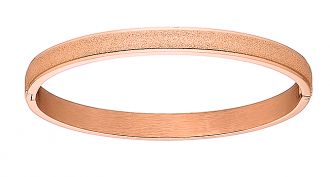Oxzen χειροπέδα ατσάλινη 316L σε ροζ χρυσό διαμανταρισμένη