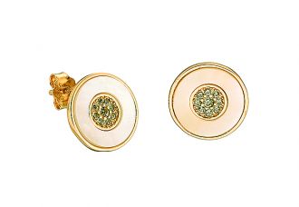 Oxzen σκουλαρίκια καρφωτά ασημένια 925 σε χρυσό με φίλντισι και πέτρες ζιργκόν