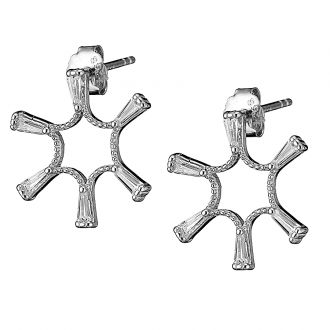 Oxzen σκουλαρίκια καρφωτά ασημένια 925 επιπλατινωμένα με μπαγιέτες ζιργκόν