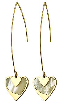 Σκουλαρίκια κρεμαστά ατσάλινα 316L σε χρυσό κρεμαστή καρδιά με φίλντισι
