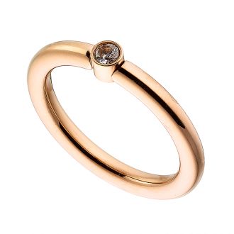 Δαχτυλίδι ατσάλινο 316L σε ροζ χρυσό μονόπετρο με πέτρα ζιργκόν