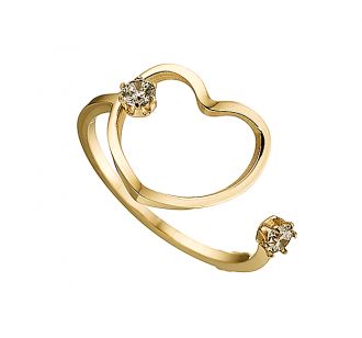 Δαχτυλίδι ατσάλινο 316L σε χρυσό καρδιά με πέτρες ζιργκόν