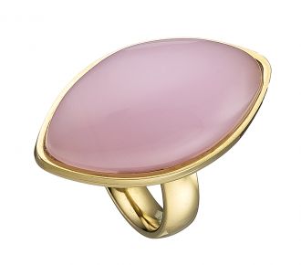 Δαχτυλίδι ατσάλινο 316L σε χρυσό με οβάλ ροζ ορυκτή πέτρα