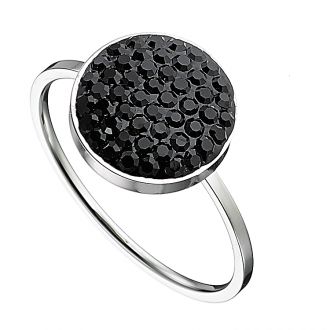 Δαχτυλίδι ατσάλινο 316 σε ασημί με μαύρα κρύσταλλα CZ