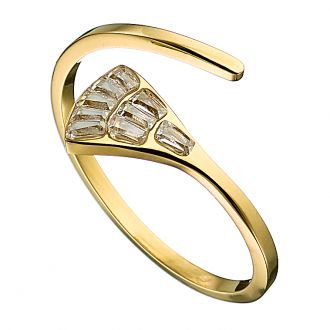 Δαχτυλίδι ατσάλινο 316L σε χρυσό με λευκές πέτρες ζιργκόν