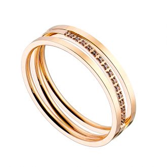 Δαχτυλίδι ατσάλινο 316L σε ροζ χρυσό με πέτρες ζιργκόν