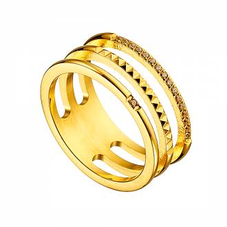 Oxzen δαχτυλίδι ατσάλινο 316L σε χρυσό με κρύσταλλα CZ