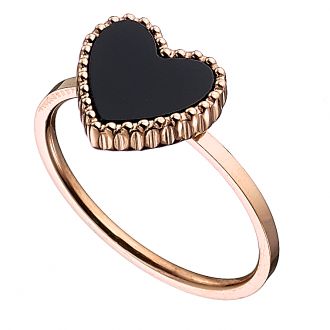 Δαχτυλίδι ατσάλινο 316L σε ροζ χρυσό με μαύρη πέτρα καρδιά