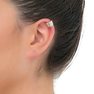Oxzen σκουλαρίκι ασημένιο 925 σε ασημί ear cuff φαρδύ