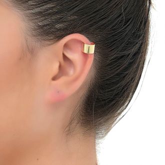 Oxzen σκουλαρίκι ασημένιο 925 σε χρυσό ear cuff φαρδύ