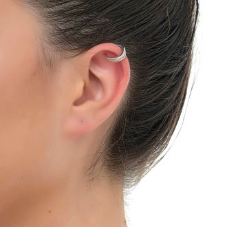 Oxzen σκουλαρίκι ασημένιο 925 επιπλατινωμένο ear cuff με πέτρες ζιργκόν