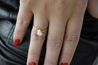 Oxzen δαχτυλίδι ασημένιο 925 σε χρυσό, βεντάλια με ζιργκόν free size
