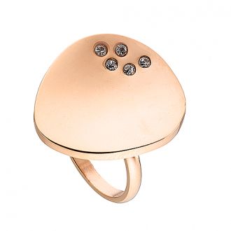 Δαχτυλίδι ατσάλινο 316L σε ροζ χρυσό με πέτρες ζιργκόν