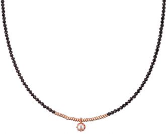 Oxzen κολιέ ασημένιο 925 σε ροζ χρυσό με πέτρες σπινέλιο και μαργαριτάρι
