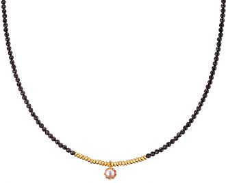 Oxzen κολιέ ασημένιο 925 σε χρυσό με πέτρες σπινέλιο και μαργαριτάρι