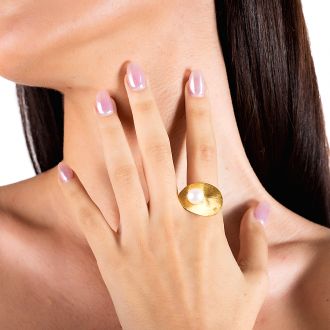 Oxzen δαχτυλίδι ασημένιο 925 σε χρυσό χειροποίητο με ακατέργαστο μαργαριτάρι