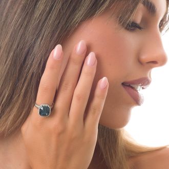 Oxzen δαχτυλίδι ασημένιο 925 επιπλατινωμένο με τετράγωνη μπλε πέτρα ζιργκόν free size