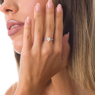 Oxzen δαχτυλίδι ασήμι 925 επιπλατινωμένο με μαργαρίτα free size