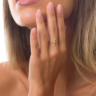 Oxzen δαχτυλίδι ασημένιο 925 σε χρυσό με βέλος και πέτρες ζιργκόν free size