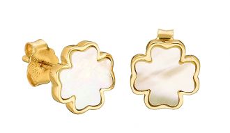 Oxzen σκουλαρίκια καρφωτά ασημένια 925 σε χρυσό σταυρός με φίλντισι
