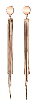 Oxzen σκουλαρίκια κρεμαστά ασημένια 925 σε ροζ χρυσό μακρύ με πενταπλή αλυσίδα