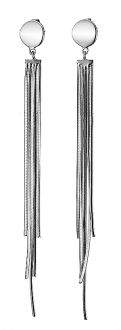 Oxzen σκουλαρίκια κρεμαστά ασημένια 925 επιπλατινωμένα μακρύ με πενταπλή αλυσίδα
