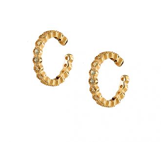 Oxzen σκουλαρίκι ασημένιο 925 σε χρυσό ear cuff διαμανταρισμένο