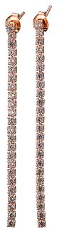 Oxzen σκουλαρίκια κρεμαστά ασημένια 925 σε ροζ χρυσό διπλή σειρά με πέτρες ζιργκόν