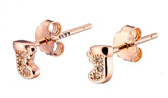 Oxzen σκουλαρίκια καρφωτά ασημένια 925 σε ροζ χρυσό χριστουγεννιάτικη μπότα